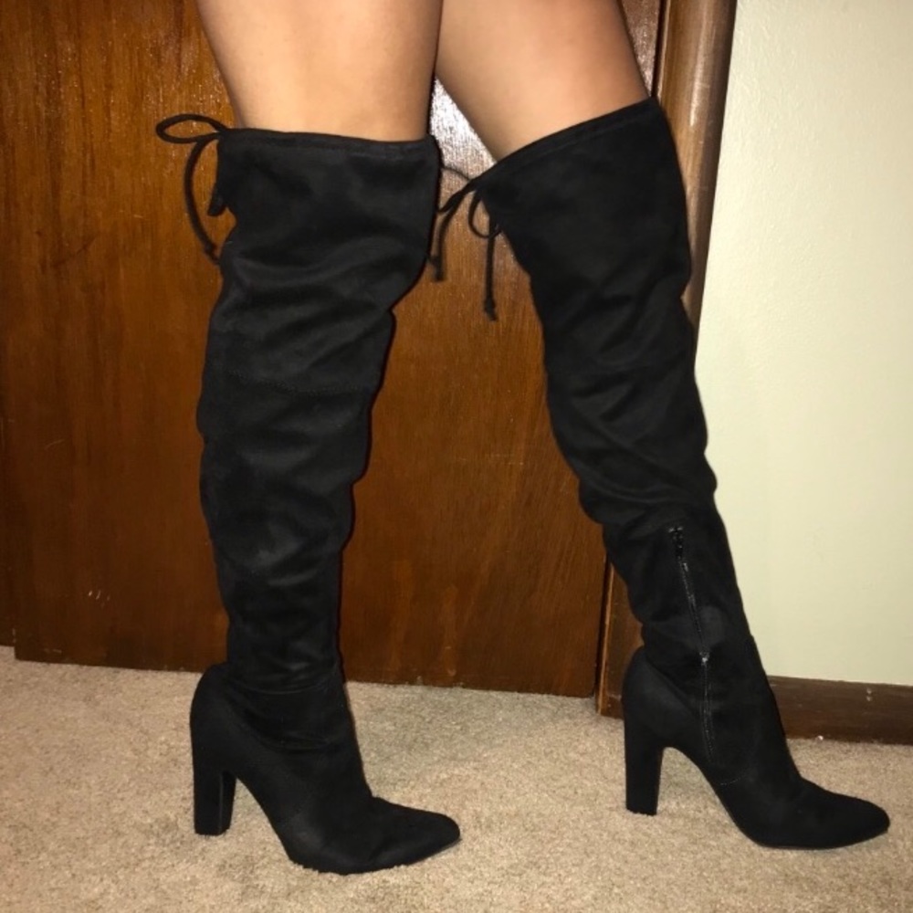 Black velvet thigh highs